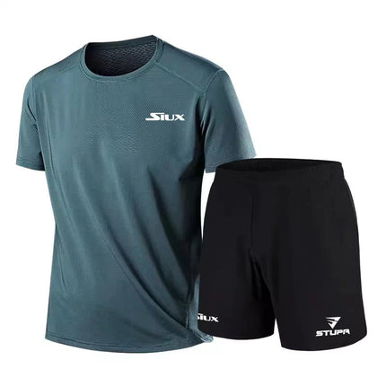 Abbigliamento sportivo da uomo di marca Casual di moda estiva camicia traspirante ad asciugatura rapida, pantaloncini, Set di due pezzi di nuovi vestiti da allenamento per il Tennis platinumshop