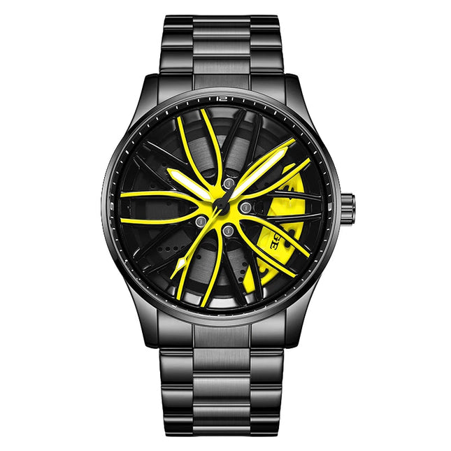 Orologio da Uomo LIGE di Lusso al Quarzo, Sportivo, Impermeabile, in Acciaio Inossidabile, Luminoso, con Quadrante a Forma di Ruota d'Auto, Elegante Orologio da Uomo per Affari platinumshop