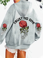 Women Rose Print Hoodie Unisex Autumn Winter Fleece Oversized Hooded Everyday Outdoors Hoodie for Any Occasion