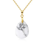 New Fashion Natural Stone Crystal Pendant Teardrop Simple Pendant Necklace Earrings Making Jewelry With Chain collar PlatiNum