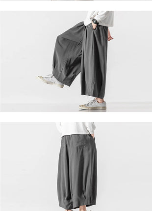 2025 Pantaloni estivi da uomo stile giapponese Harajuku Haori pantaloni a gamba larga uomo streetwea