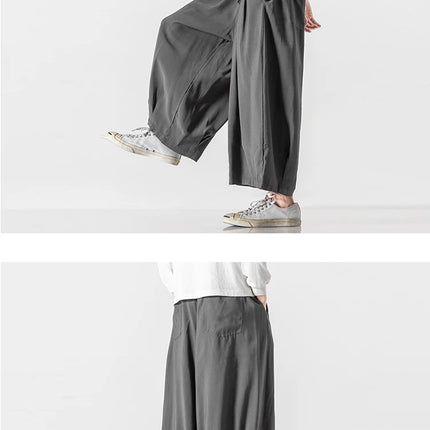 2025 Pantaloni estivi da uomo stile giapponese Harajuku Haori pantaloni a gamba larga uomo streetwear uomo solido allentato Harun pantaloni lanterna casual