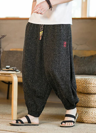 Pantaloni da jogging in seta di ghiaccio da uomo pantaloni casual stile Harajuku cinese da uomo pantaloni sportivi Harlem allentati ricamati streetwear 5XL