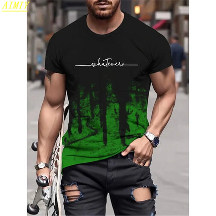 T-shirt da uomo casual sportiva oversize ampia più abbigliamento con stampa Milano comoda maglietta da shopping girocollo a maniche corte