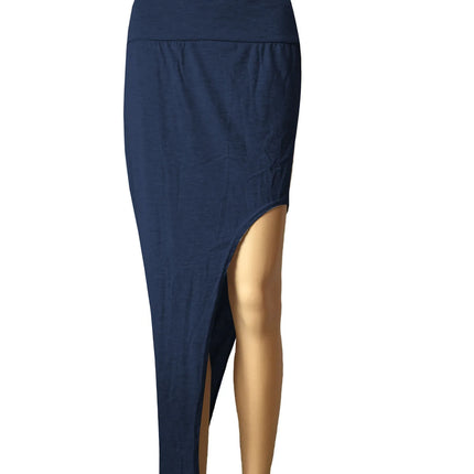 Modische geteilte Röcke Sexy lange Röcke für Damen Offener seitlicher Schlitzrock High-Waist-Rock mit hohem Schlitz Schwarz