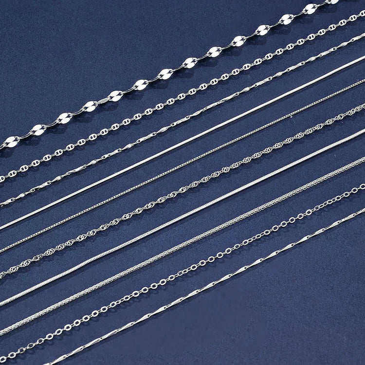 925 Sterling Silver 1.1mm Thin Rolo Chain, Water Wave Chain, Necklaces for Women Fashion Jewelry DIY Matching Wholesale PlatiNum
