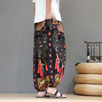 Nuovi pantaloni jogger da uomo in cotone primaverile, pantaloni oversize alla moda, hip hop con graffiti floreali, vita elastica, pantaloni harem, streetwear maschile