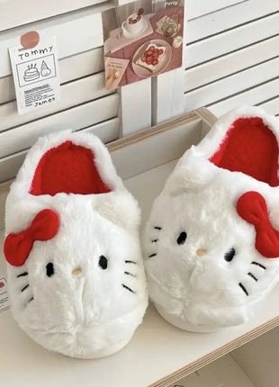 Simpatiche pantofole in peluche Hello Kitty Anime da donna, scarpe in cotone Sanrio Kawaii, scarpe morbide da camera da letto per studentesse, regali per ragazze per le feste invernali
