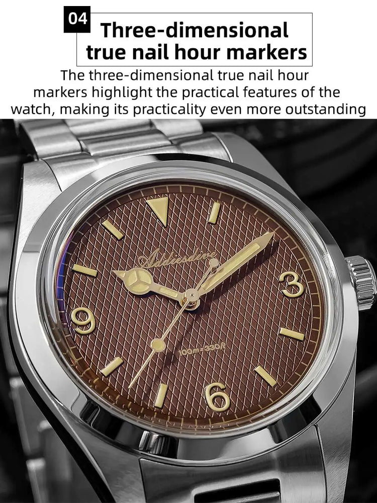 ADDIESDIVE Men's VH31 Quartz Watch Super Luminous 36mm Bubble Glass Wristwatch 100m Waterproof 316L Stainless Steel Watches Male