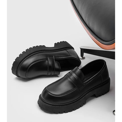 Mocassini STRONGSHEN scarpe da uomo in pelle con suola spessa scarpe da lavoro formali nere in stile britannico scarpe Casual Slip-On di lusso di moda