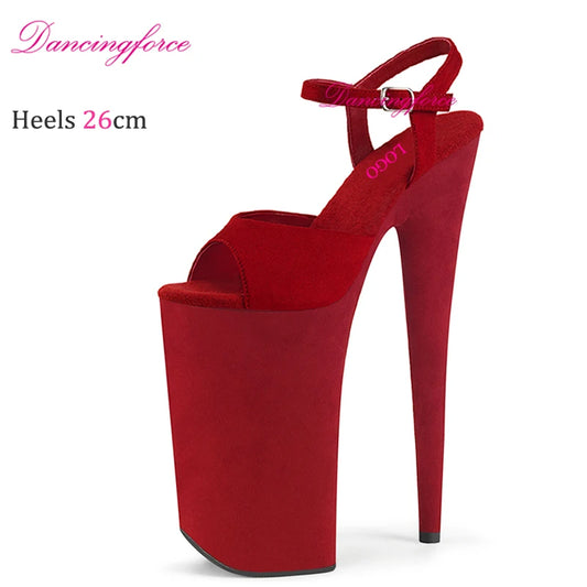 Dancingforce 10Inch/26cm Pole Dancing Shoes Suede Platform Super High Heels Stripper Party Shoes Women Modern Sandals