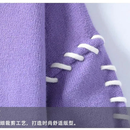 Solid Color Trendy Loose Knit Sweater With Coarse Yarn Weaving Pattern For Autumn And Winter Men's Top And Street Pullover