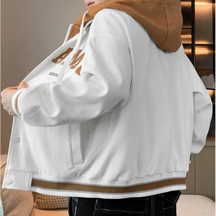 Men's Autumn New Brand All-match Student Letter Hooded Jacket Trendy Women High Quality Varsity Baseball Uniform Jacket