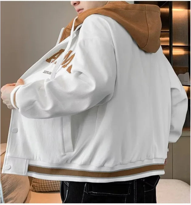 Men's Autumn New Brand All-match Student Letter Hooded Jacket Trendy Women High Quality Varsity Baseball Uniform Jacket