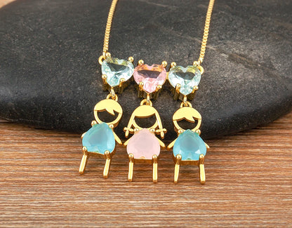 AIBEF Cuore Strass Ragazza e Ragazza Donna Ciondolo Collana Madre Cubic Zirconia Rame Dolce e Carino Gioielli Regalo di Fascino per Bambini