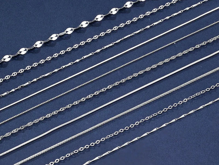 925 Sterling Silver 1.1mm Thin Rolo Chain, Water Wave Chain, Necklaces for Women Fashion Jewelry DIY Matching Wholesale PlatiNum