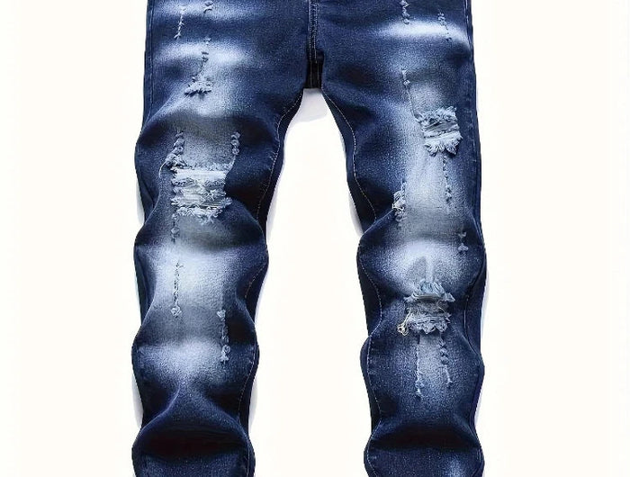 Riding Motorcycle Mens Pants Hip Hop Ripped Skinny Jeans Breathable Casual Fashion Blue Denim Trousers Streetwear Men Clothing PlatiNum