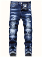Riding Motorcycle Mens Pants Hip Hop Ripped Skinny Jeans Breathable Casual Fashion Blue Denim Trousers Streetwear Men Clothing PlatiNum