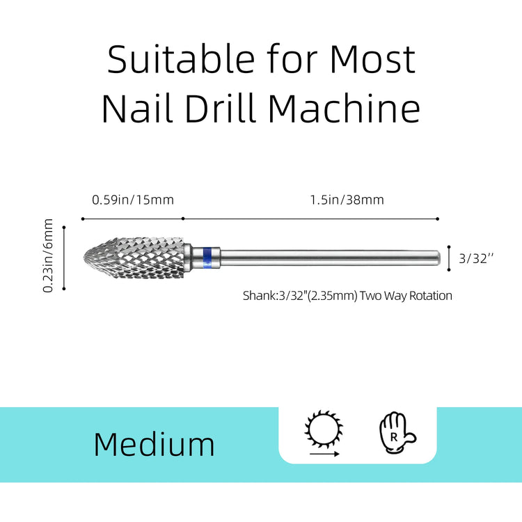 HYTOOS Bullet Carbide Nail Drill Bits Pro Barrel Cone Acrylic Gel Tips Removal Tool Electric Drills File Manicure Accessories
