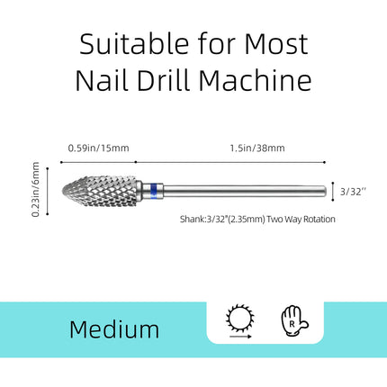 HYTOOS Bullet Carbide Nail Drill Bits Pro Barrel Cone Acrylic Gel Tips Removal Tool Electric Drills File Manicure Accessories