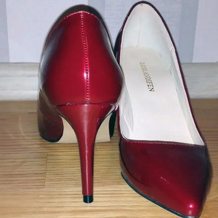 Décolleté da donna di grandi dimensioni Tacchi alti classici a punta Tacchi a spillo sexy da 9 cm Scarpe da festa di nozze rosse da donna eleganti e confortevoli platinumshop
