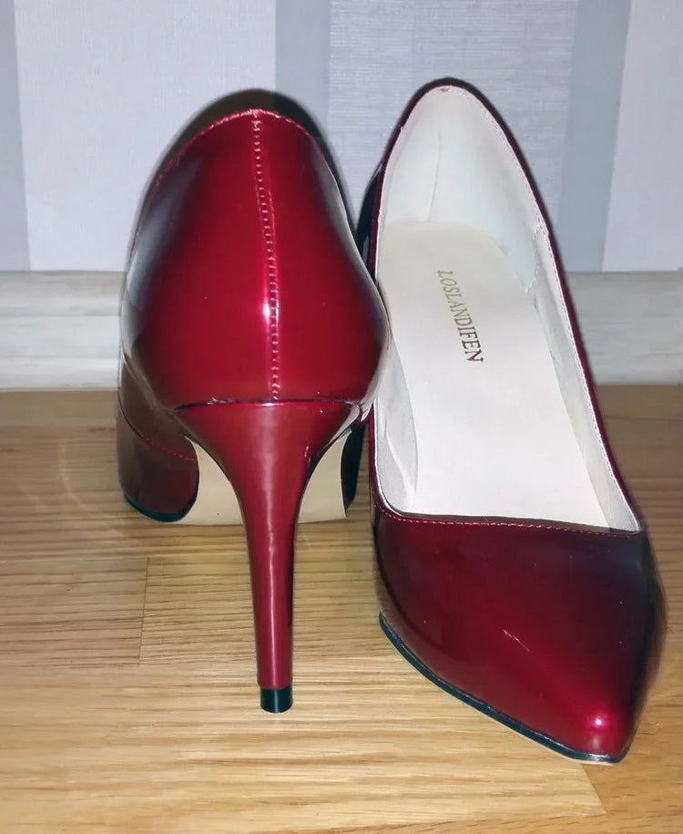 Décolleté da donna di grandi dimensioni Tacchi alti classici a punta Tacchi a spillo sexy da 9 cm Scarpe da festa di nozze rosse da donna eleganti e confortevoli platinumshop