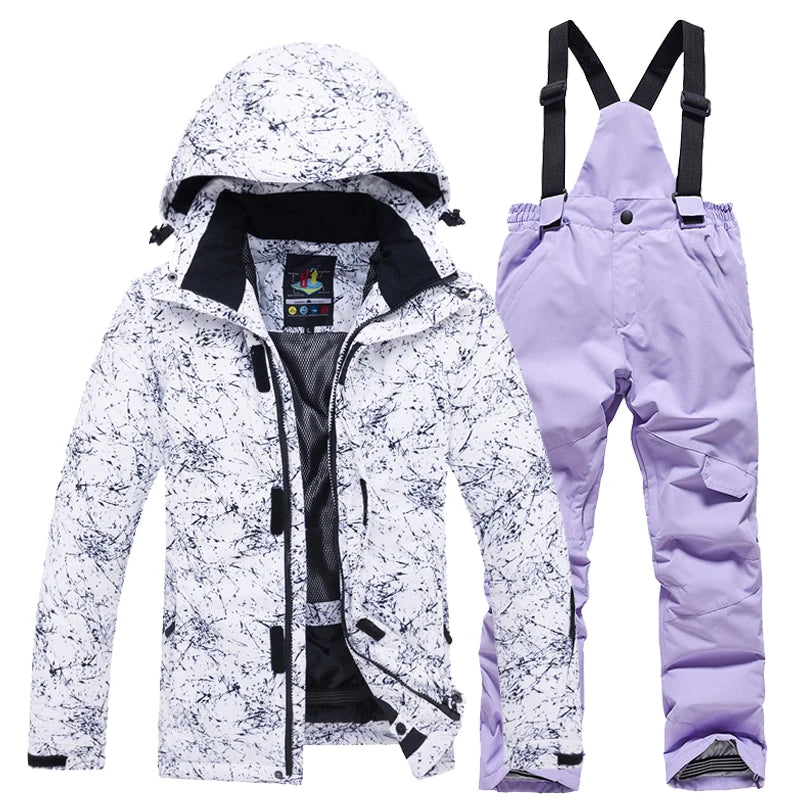 Cheaper, Children's Snow Suit, Snowboard Clothing Sets, Outdoor Wear, Ski Coat and Strap Pant, Kids Costumes, Boy‘s and Girl's