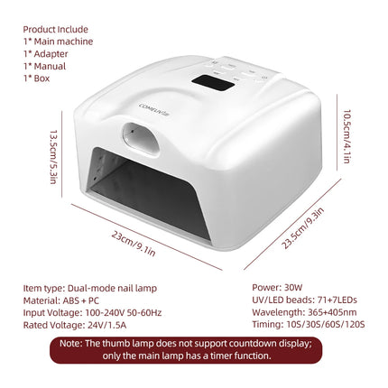 2 IN 1 UV LED Nail Dryer Auto Sensor 78 LEDs Dual Port Fast Curing Nail Light for Single Finger Toe Full Hand Manicure Pedicure