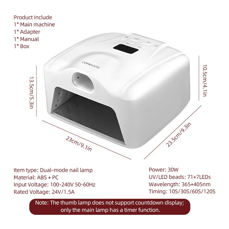 2 IN 1 UV LED Nail Dryer Auto Sensor 78 LEDs Dual Port Fast Curing Nail Light for Single Finger Toe Full Hand Manicure Pedicure