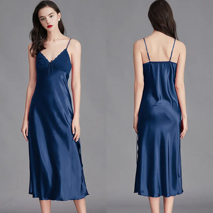 Camicie da notte per donna Abiti da notte lunghi senza maniche Chemise in raso di seta Lingerie Abito sottoveste Camicia da notte sexy per donna