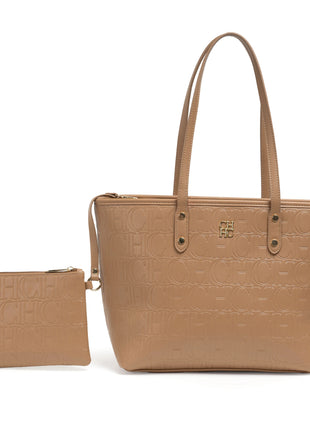 CH 2026 New Embossed Tote Bag Set 2Pcs Large Capacity Shoulder Bag with Pouch Luxury Designer Handbag for Women PlatiNum