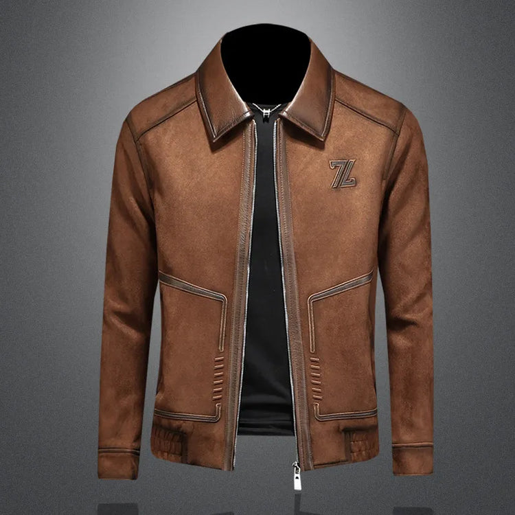 Minglu Faux Leather Autumn Winter Men's Jackets Luxury Solid Color Turn Down Collar Zipper Casual Male Coats Man Outerwear 4XL