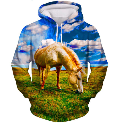 Fashion Horse Hoodies Animal 3D Print Men Women Autumn Casual Hooded Sweatshirts Oversized Harajuku Pullovers Man Tops Clothing