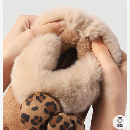Sanrio Hello Kitty Winter Fleece Lined EVA Thick Mule Slippers Snowy Day Anti-Slip Warm Fleece Outdoor Slippers Women Snow Boots