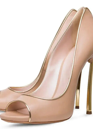 Nuove donne di estate pompe superficiale peep-toe tacchi alti scarpe da donna donna metallo stiletto punta a punta scarpe da donna Zapatos De Mujer platinumshop