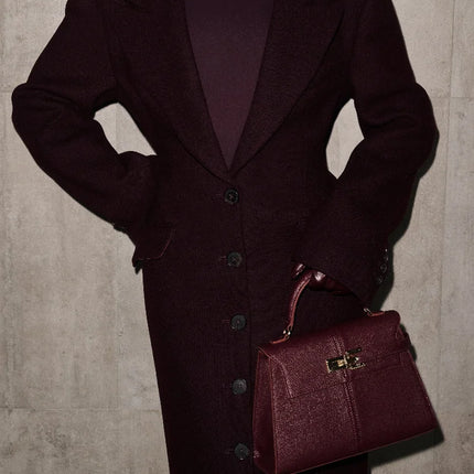 Women's Long Coat Slim V Neck Single Breasted Overcoats Shoulder Pad Maxi Jackets with Belt 2025 New Winter Lady Commute Outwear