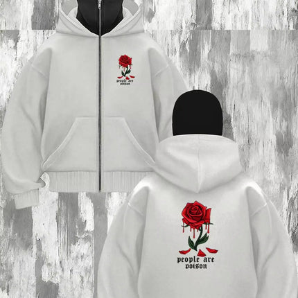 2026 Winter and Autumn New Hooded Headmask Men's and Women's Hoodie, Gothic Blood Rose Pattern Printed Comfortable Fabric