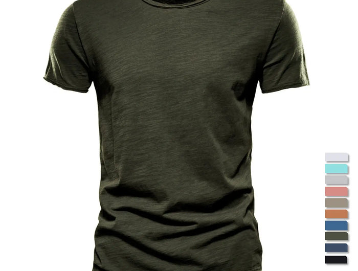 100% Cotton Men's T-shirt Casual Soft Fitness Summer Thin T-shirts Men's Home Clothes O-Neck Short Sleeve Solid T Shirt for Men