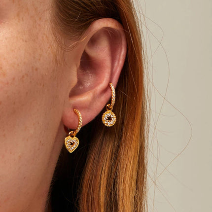 White Color Zircon Hoop Earrings 925 Sterling Silver Needle Cross/Star/Flower/Water Drop Pendant Gold Earrings Luxury Jewelry PlatiNum