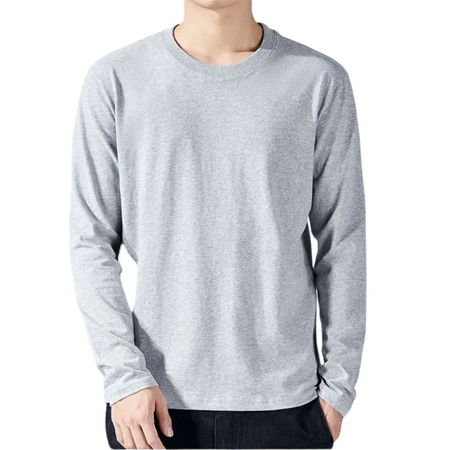 Men's T-Shirt Long Sleeve Solid Color Cotton Men's Clothing Full Sleeve for Spring and Autumn Undershirts