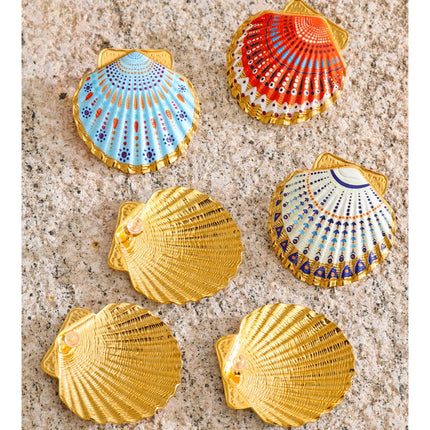 Yhpup Ocean Style Acciaio inossidabile Smalto Y2K Conchiglia in metallo Grandi orecchini a bottone per le donne Gioielli estivi 2026 PVD placcato platinumshop