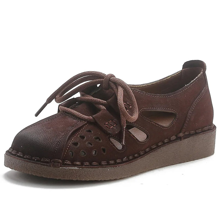 Sandali Slip-on in Pelle da Donna 2026 Nuovo Stile, Sandali con Suola Spessa da Donna, Scarpe Retrò Stile Mamma con Fori, Sandali di Lusso da Donna