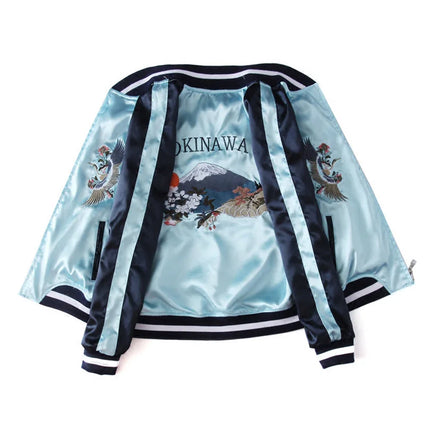 Double Sided Satin Baseball Jacket Women Sukajan Jacket Female Girls Embroidery Coat 2026 Spring Autumn Pink Z1A1