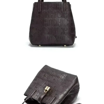 CH Large Capacity Handbag Luxury Brand Temperament Letter Print with Lock Design 2025 Trendy Women's Crossbody Bag PlatiNum