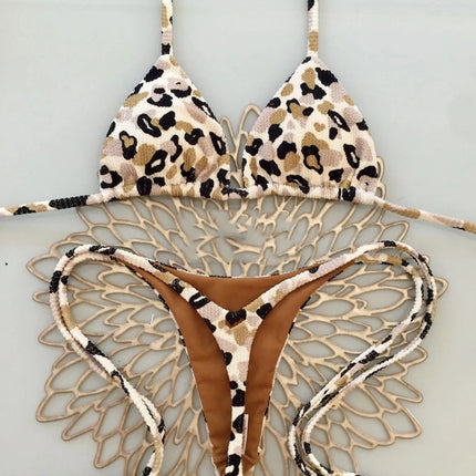 Bikini rugosi con scollo all'americana stampato Mini micro perizoma bikini costume da bagno femminile costumi da bagno donna bikini a due pezzi costume da bagno da bagno platinumshop