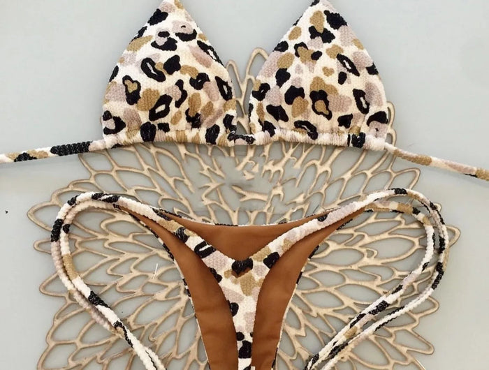 Bikini rugosi con scollo all'americana stampato Mini micro perizoma bikini costume da bagno femminile costumi da bagno donna bikini a due pezzi costume da bagno da bagno platinumshop