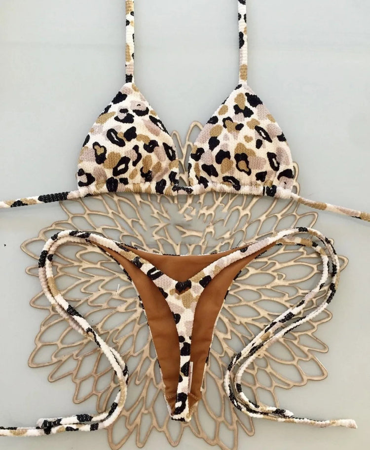 Bikini rugosi con scollo all'americana stampato Mini micro perizoma bikini costume da bagno femminile costumi da bagno donna bikini a due pezzi costume da bagno da bagno platinumshop