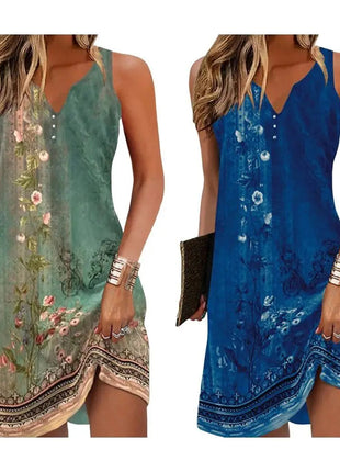 Abiti Estivi da Donna alla Moda, Vestiti Bohémien Senza Maniche, Copricostume con Scollo a V, Abito Copricostume da Spiaggia platinumshop