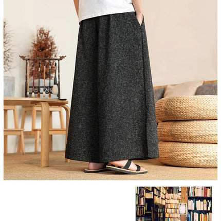 Pantaloni Kimono da Uomo Stile Giapponese Oversize Comodi Pantaloni da Bagno Uomo Samurai Giapponese Harajuku Casual Larghi Yukata Pantaloni a Gamba Larga