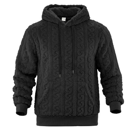 Cross-border Loose Men's Winter Retro Warm Double-Sided Velvet Casual Trend Hooded Pocket High Street Sweater